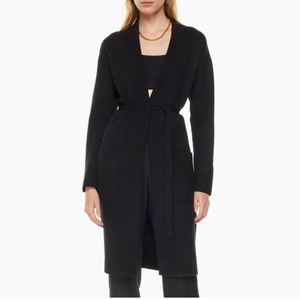 Aritzia Babaton Ty Open-Front Tie Long Line Cardigan Black Knit Sz M